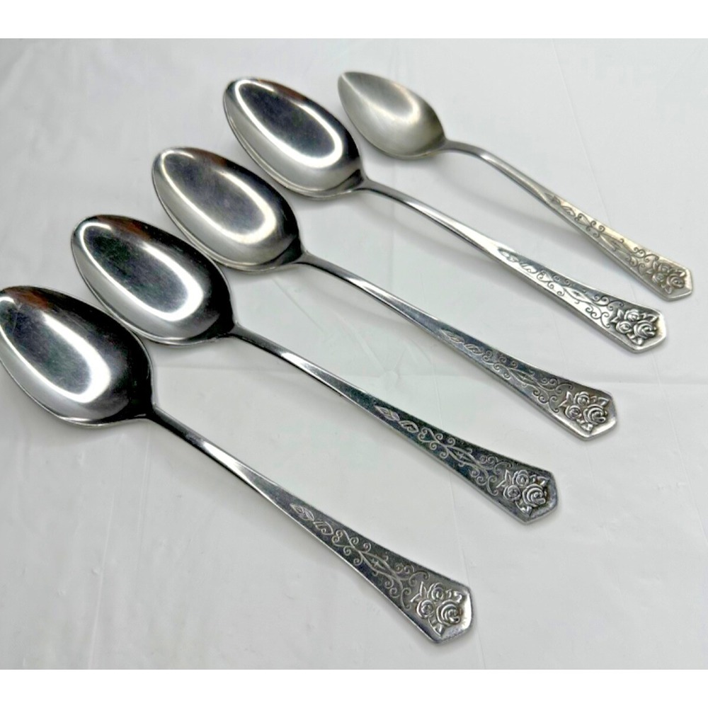 Oxford Hall Stainless Flatware QUEEN'S TAPESTRY Flower Pattern Spoons 5 Replace
